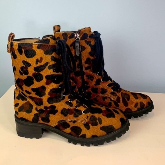 Women's Maylova Leopard Print Calf Hair Platform Booties NWOB - Picture 9 of 13